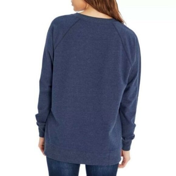 Wildfox Good‎ Vibes Embroidered Comfy Pullover Sweatshirt Blue Women Size Small - Picture 2 of 10